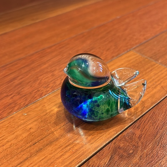 Art Glass Bird Figurine Glass Crystal Paper Weight Ornament blue green and clear - Picture 9 of 12
